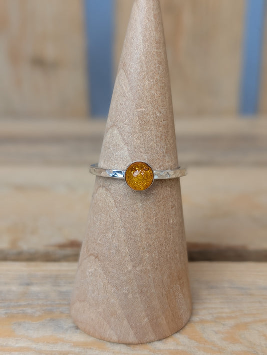 sterling silver amber stacking ring