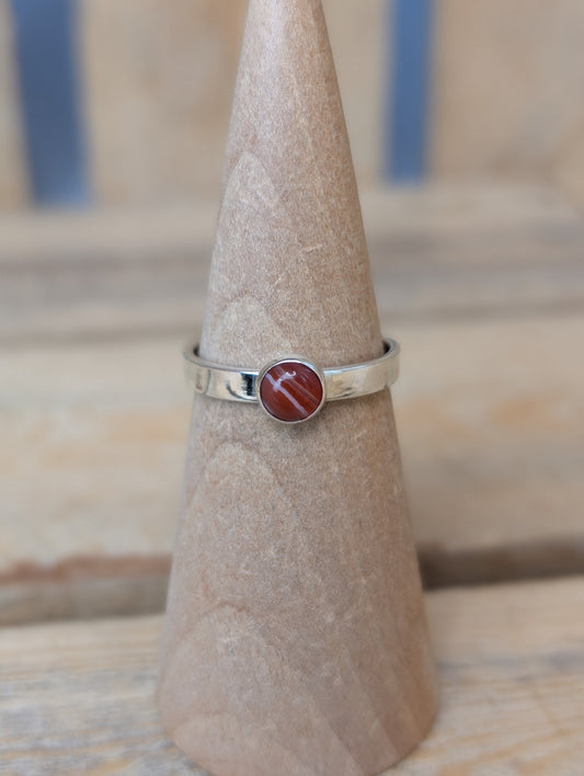 sterling silver striped cornelian ring
