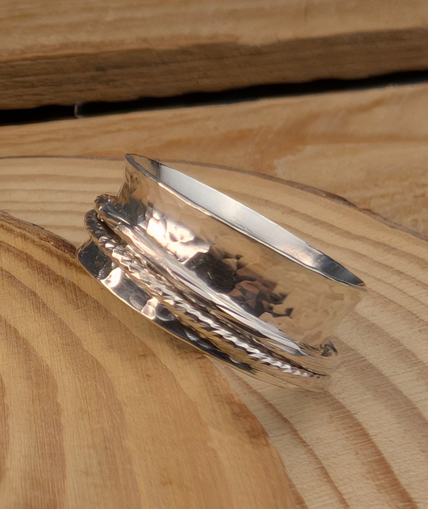 sterling silver double ring spinner ring