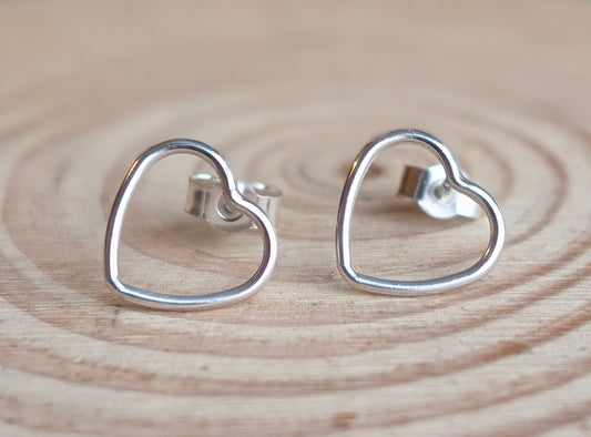 sterling silver open heart stud earrings