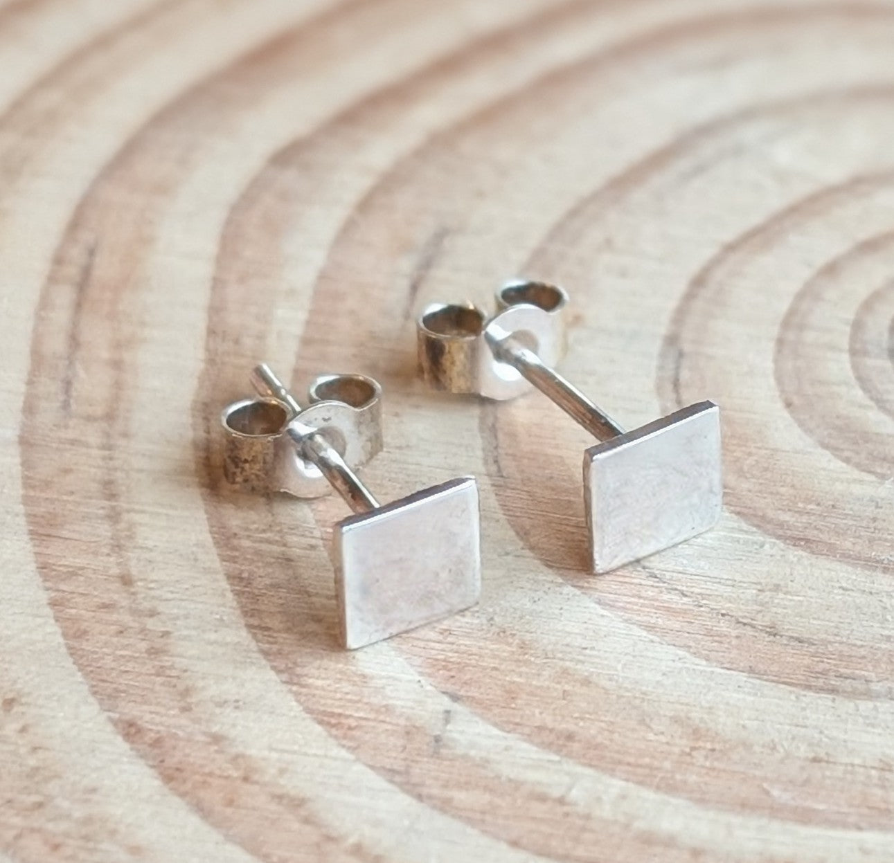 sterling silver square stud earrings
