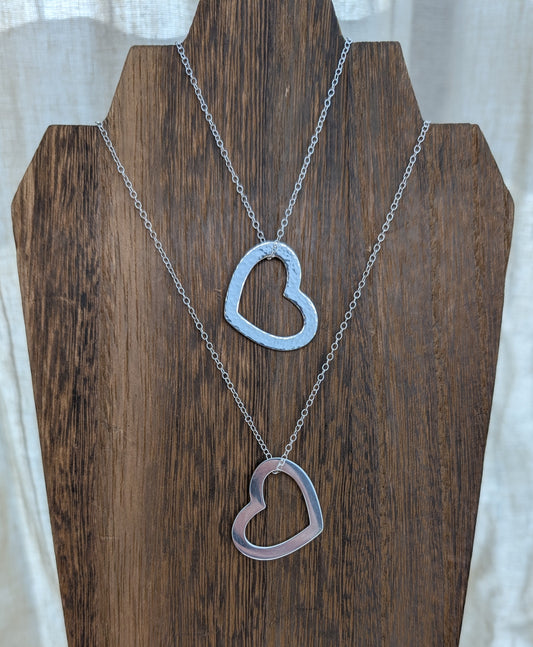 sterling silver heart washer necklace