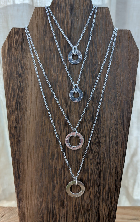 sterling silver love washer pendant