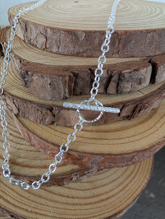 sterling silver sparkle t-bar necklace
