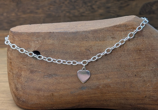 sterling silver heart charm ankle chain